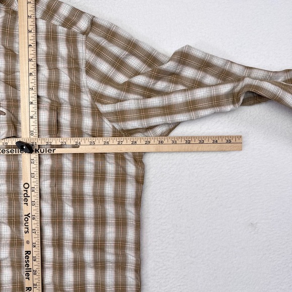 Simms Fishing Shirt Mens Size 3XL Tan Plaid Snap Button Down Outdoors Vented - Picture 10 of 11